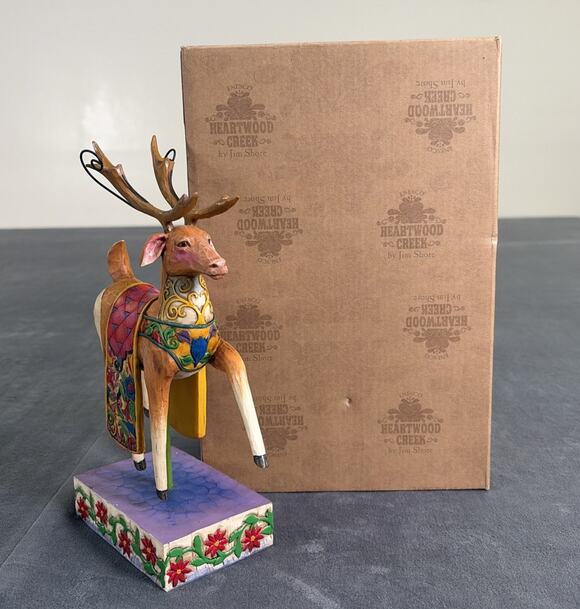 Jim Shore Other - Heartwood Creek Jim Shore Reindeer Dash Away Red Blanket Figurine NIB 2004